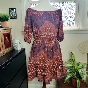 Boho off shoulder Mini Dress